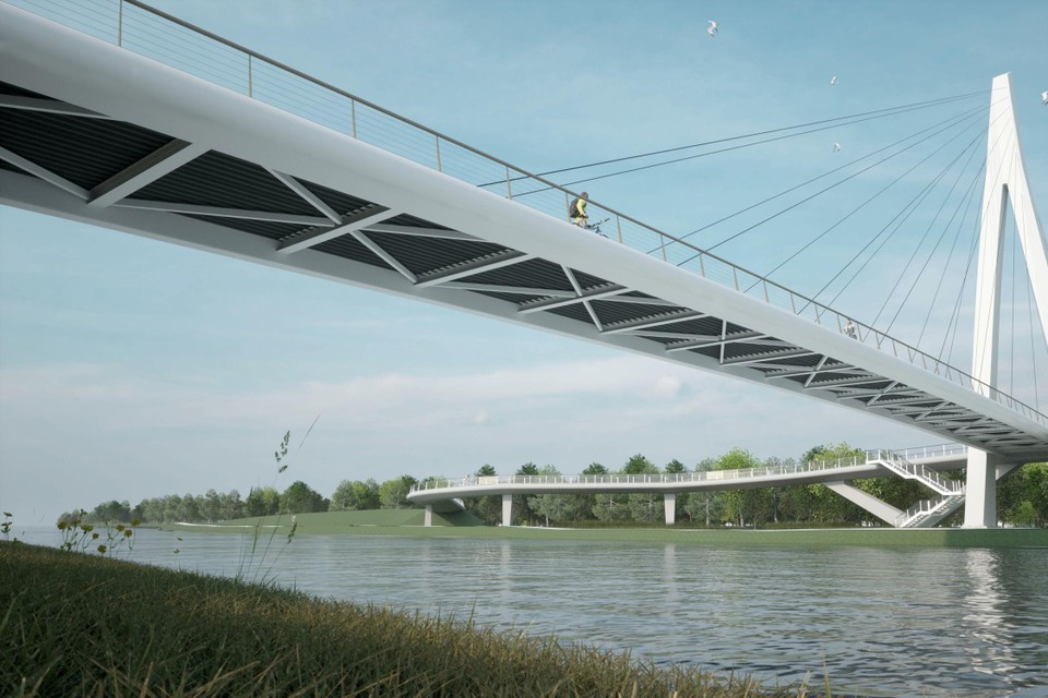 De tuikabelbrug over de nieuwe Zuid-Willemsvaart in Lanklaar krijgt in 2024 extra lange aanloopstroken.