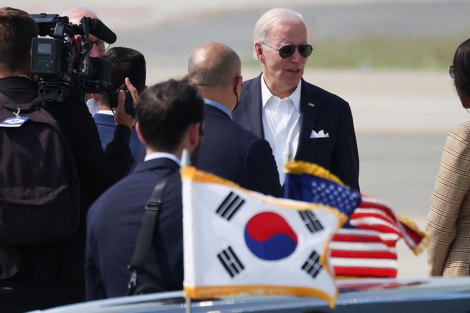 Joe Biden tijdens zijn bezoek aan Zuid-Korea. 