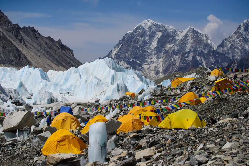 Basiskamp aan de Mount Everest in Nepal. 