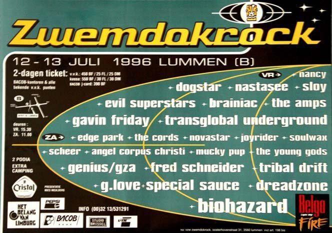 In 1996 stond Dogstar op Zwemdokrock.