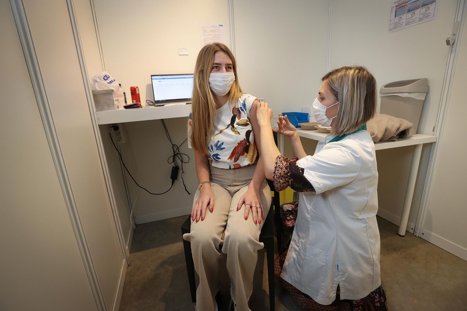 Vaccinatiecentrum Maasland in Dilsen-Stokkem. 