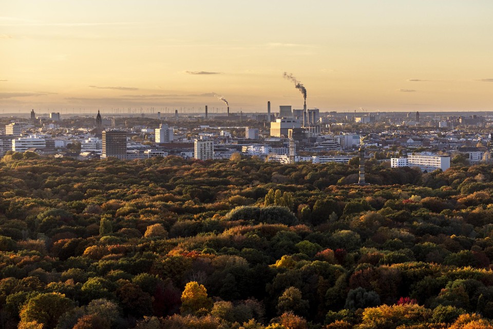 Zicht op Tiergarten in Berlijn, midden oktober. Volgens de Russische staatsmedia komen Berlijners er massaal bomen kappen, bij gebrek aan  andere energiebronnen. 