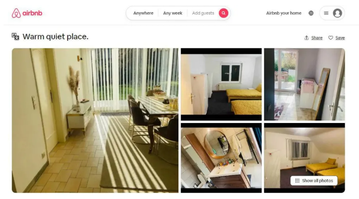 De advertentie op Airbnb omschreef de woning als en “warme rustige plek”.