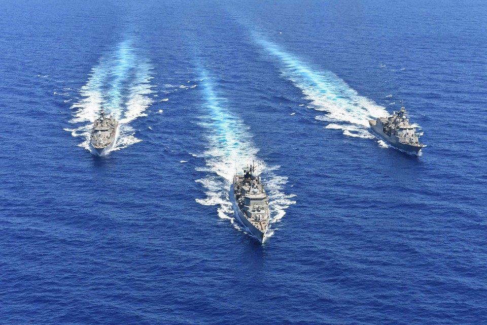 De Griekse vloot deed op 25 augustus een militaire oefening in het oostelijk deel van de Middellandse Zee. 